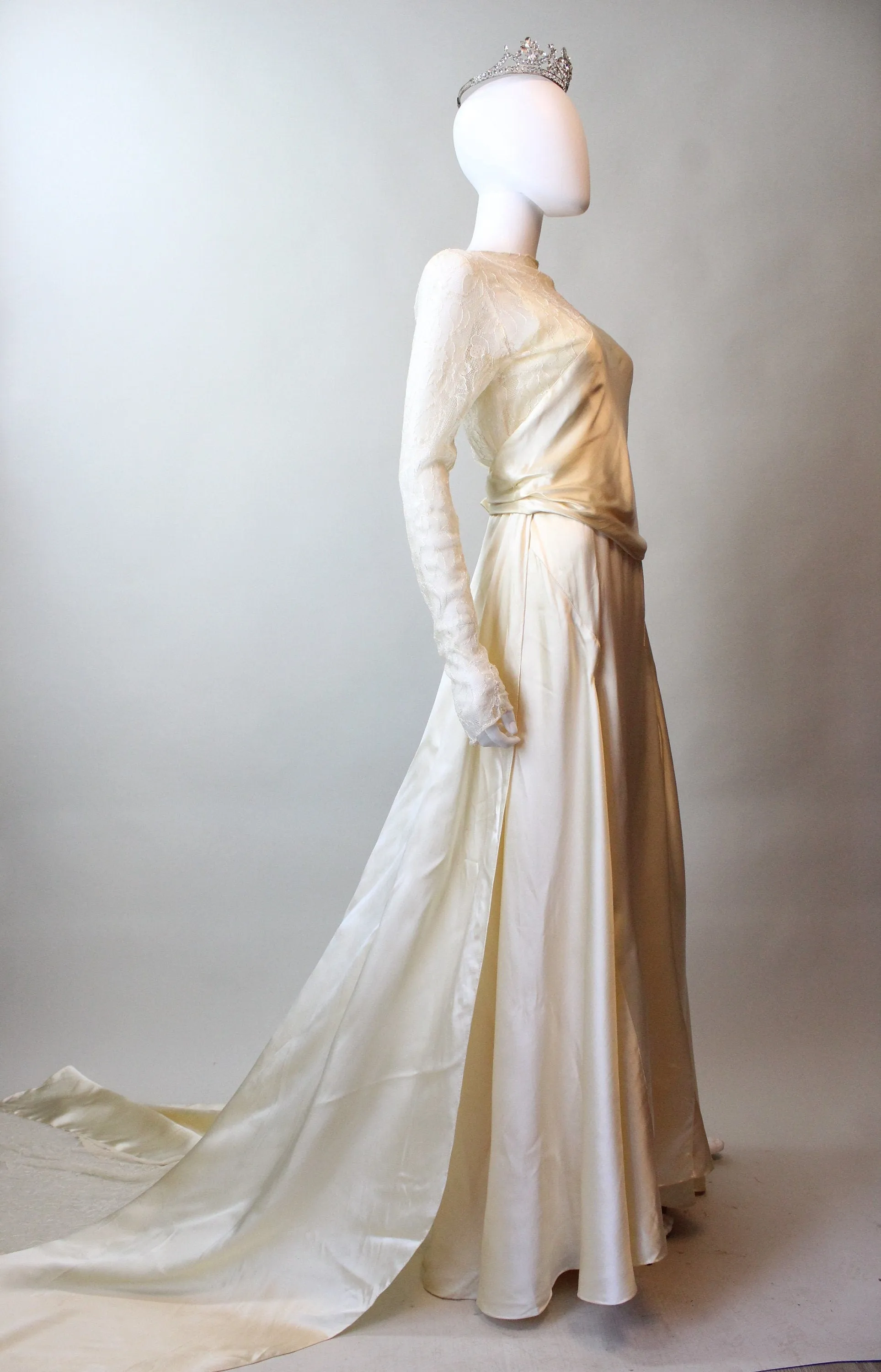 1920s ANTIQUE liquid satin LACE wedding dress small | new spring summer