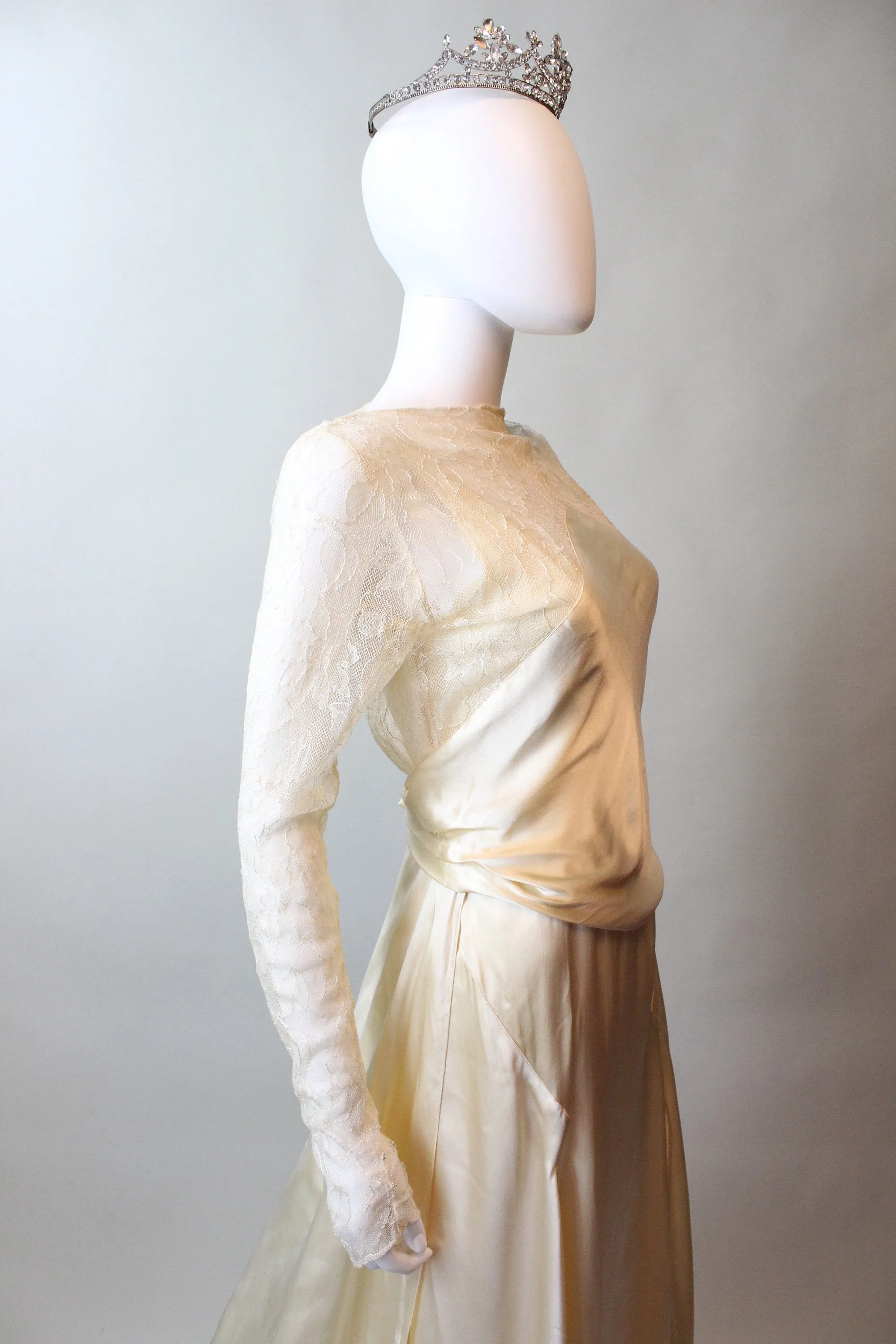 1920s ANTIQUE liquid satin LACE wedding dress small | new spring summer