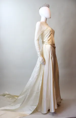 1920s ANTIQUE liquid satin LACE wedding dress small | new spring summer