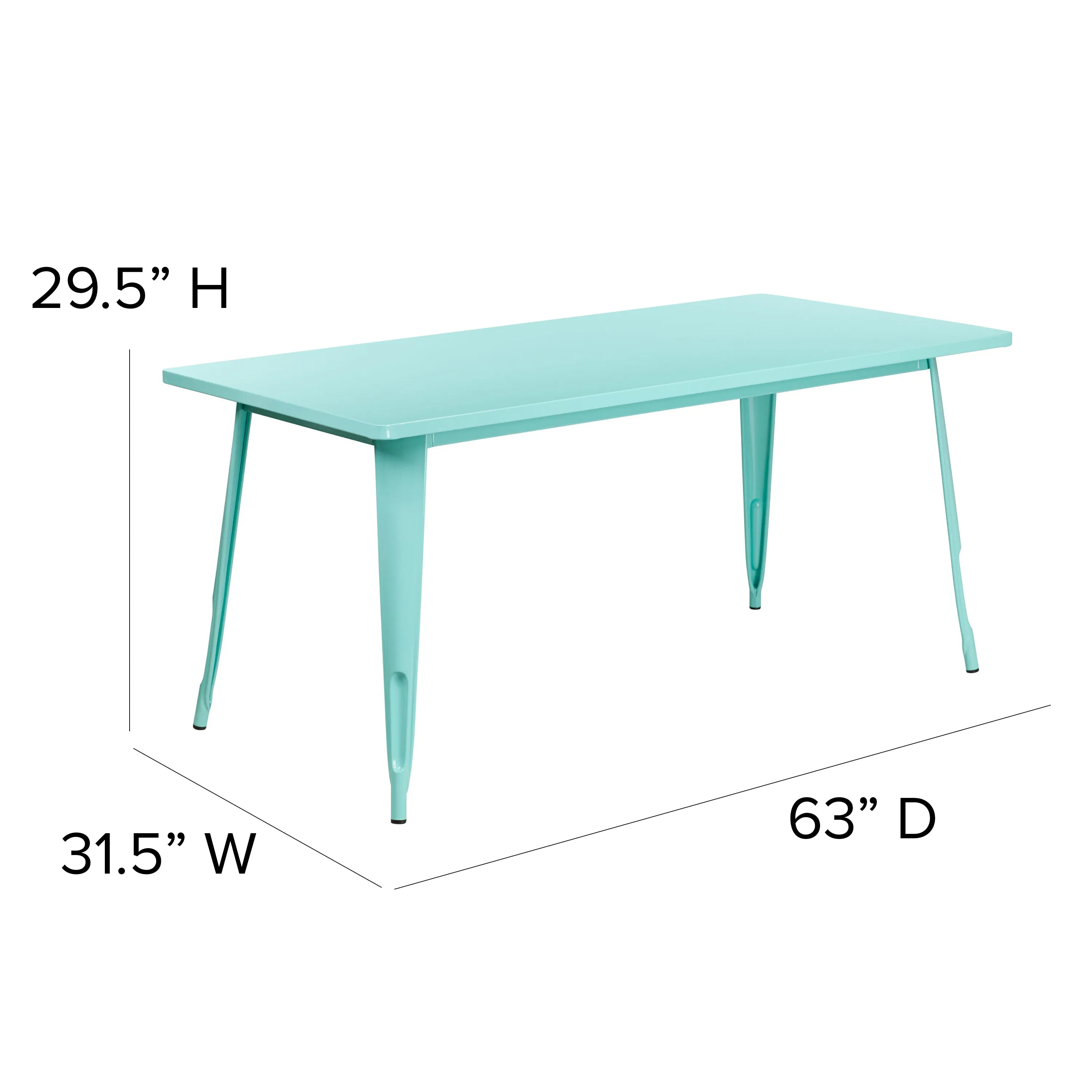 31.5x63 Mint Green Metal Table ET-CT005-MINT-GG