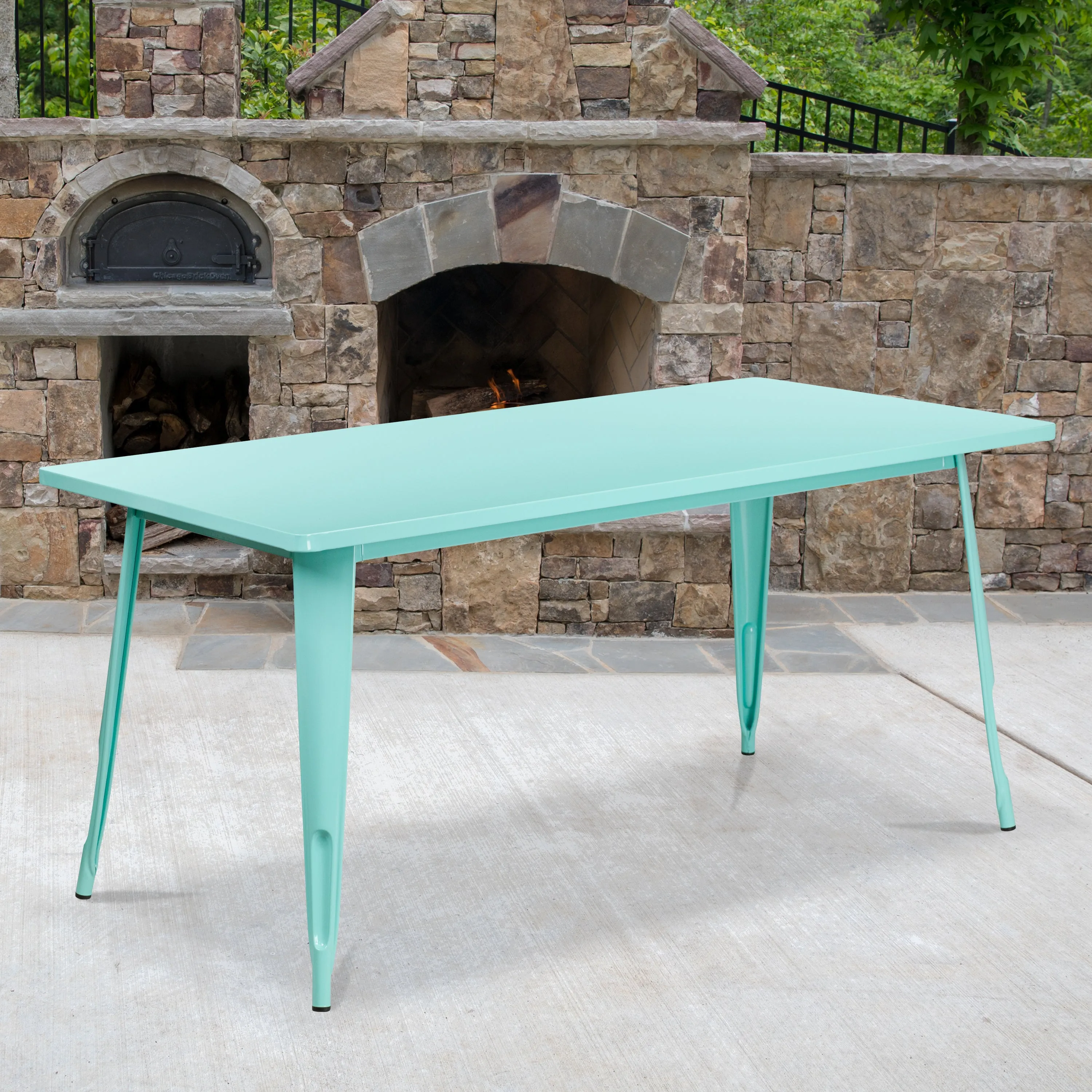 31.5x63 Mint Green Metal Table ET-CT005-MINT-GG