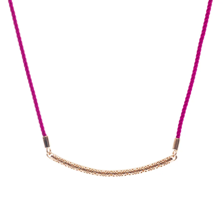 70%   DISCOUNT  18ct Rose Gold  Vermeil Tribal Pattern Pendant Necklace with Colourful Luxury Cord