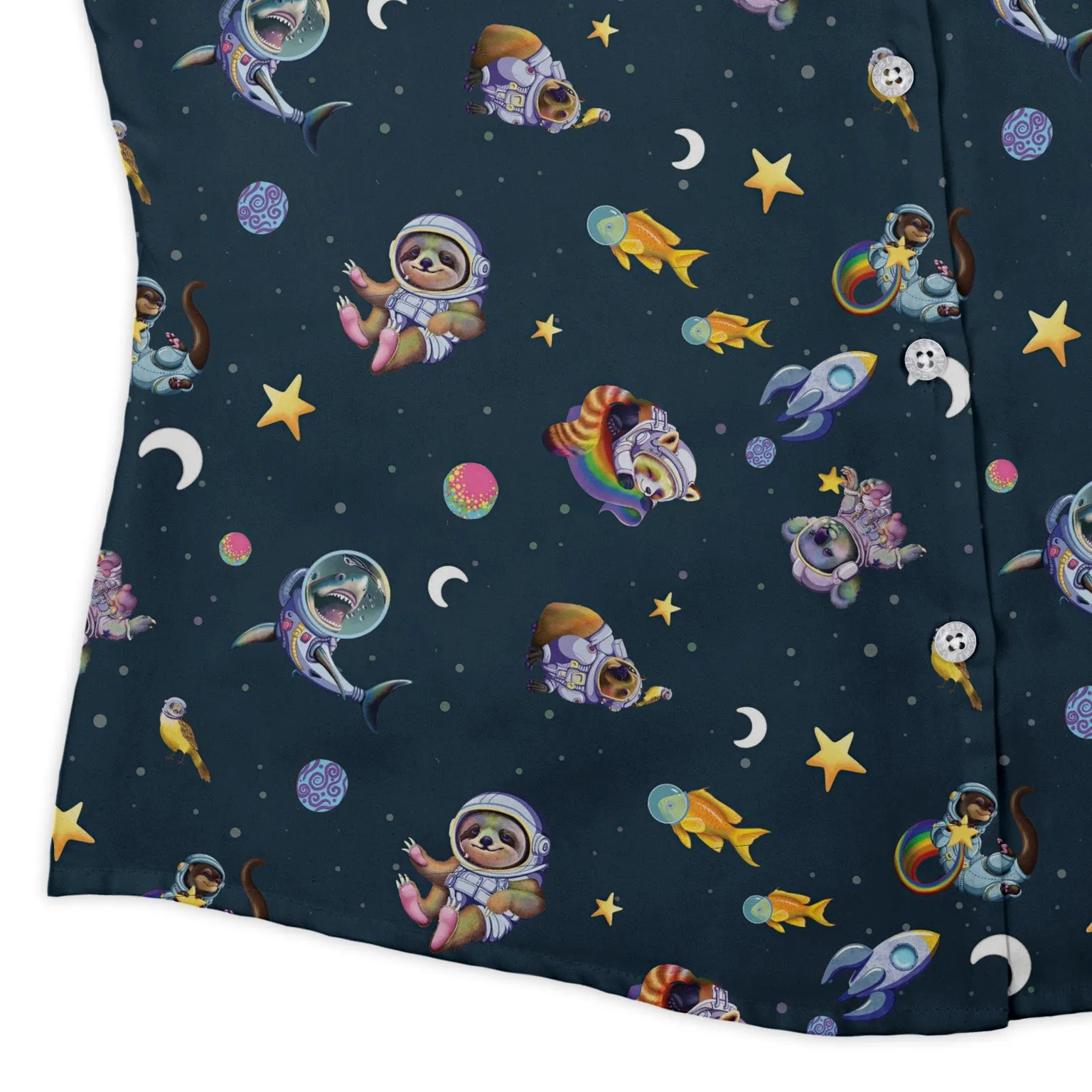 Animal Astronauts in Space Curvy Button Up Shirt