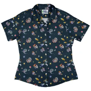 Animal Astronauts in Space Curvy Button Up Shirt