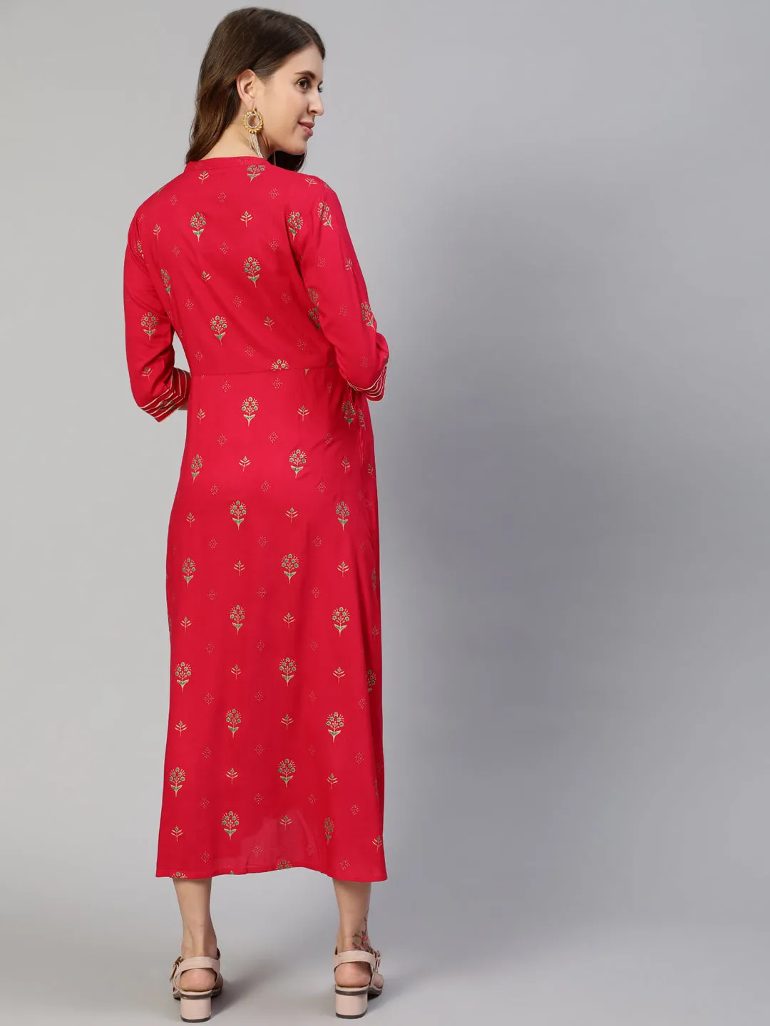 Anubhutee Red Floral Maternity A-Line Midi Dress