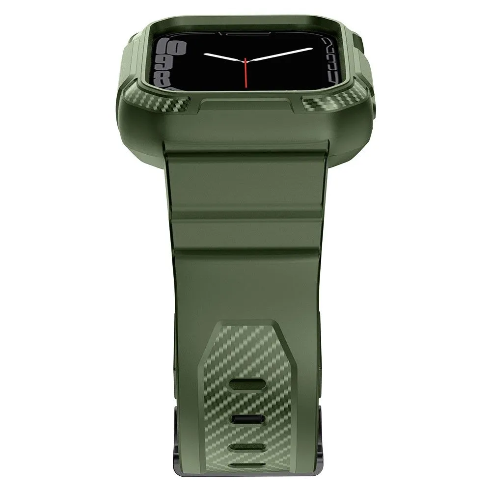 Apple Watch (45mm) carbon fiber style cover with watch strap - Dark Green