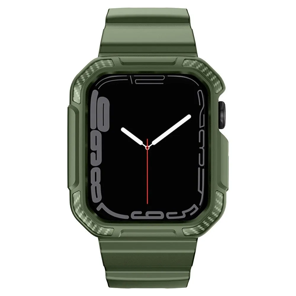 Apple Watch (45mm) carbon fiber style cover with watch strap - Dark Green