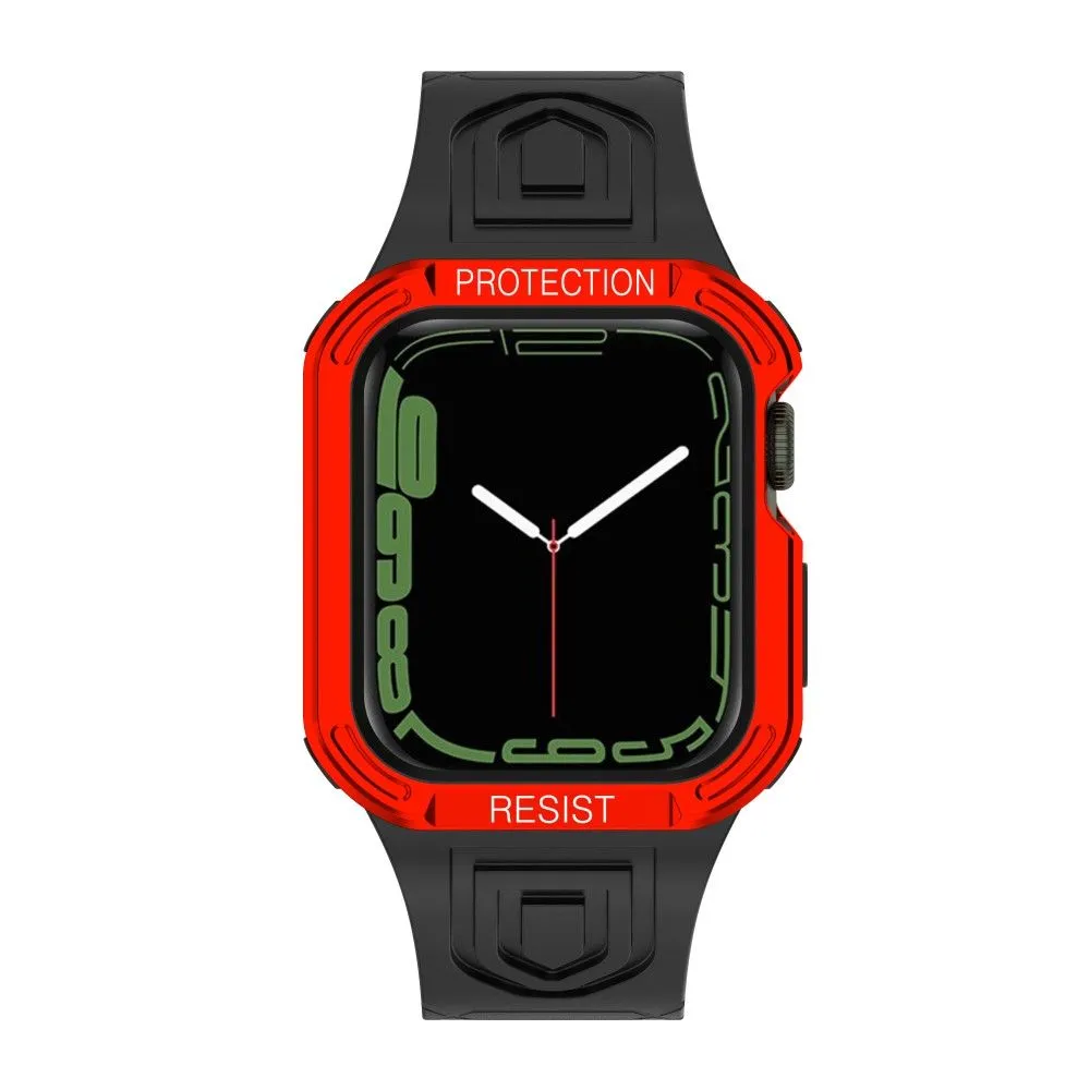 Apple Watch (45mm) color contrast watch strap    protective case - Black / Red