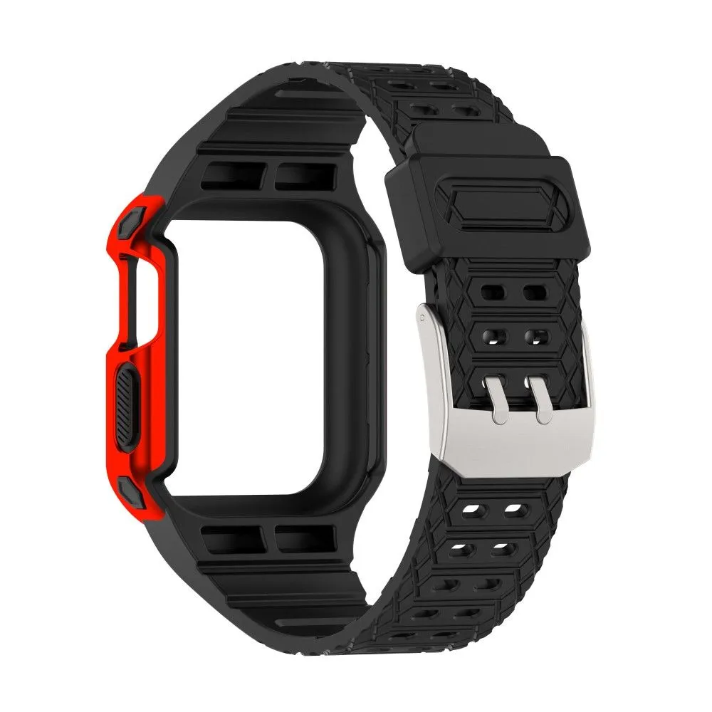 Apple Watch (45mm) color contrast watch strap    protective case - Black / Red