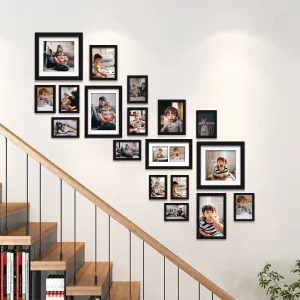 Art Street Collage Wall Photo Frame Individual Frame For Living Room, Decorative Home Decor Wall Hangings, Home Decoration - Set Of 18 (4x6-11 Pcs, 6X8-2 Pcs, 6x10-2 Pcs, 8x8-2 Pcs, 8x12-1 Pcs), Black