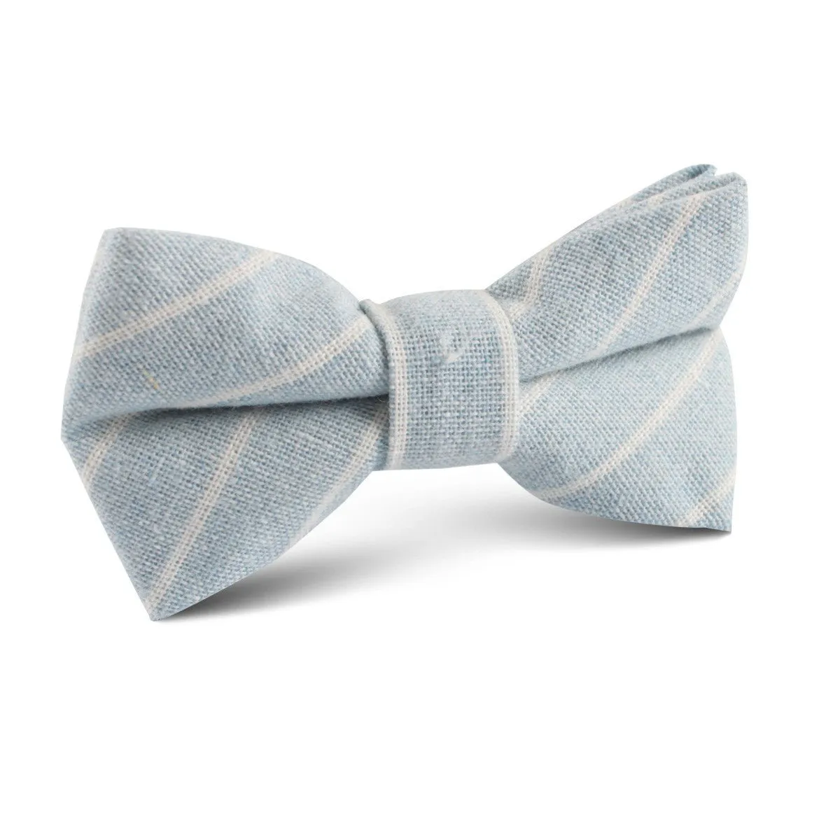 Baby Blue Wide Pinstripe Linen Kids Bow Tie