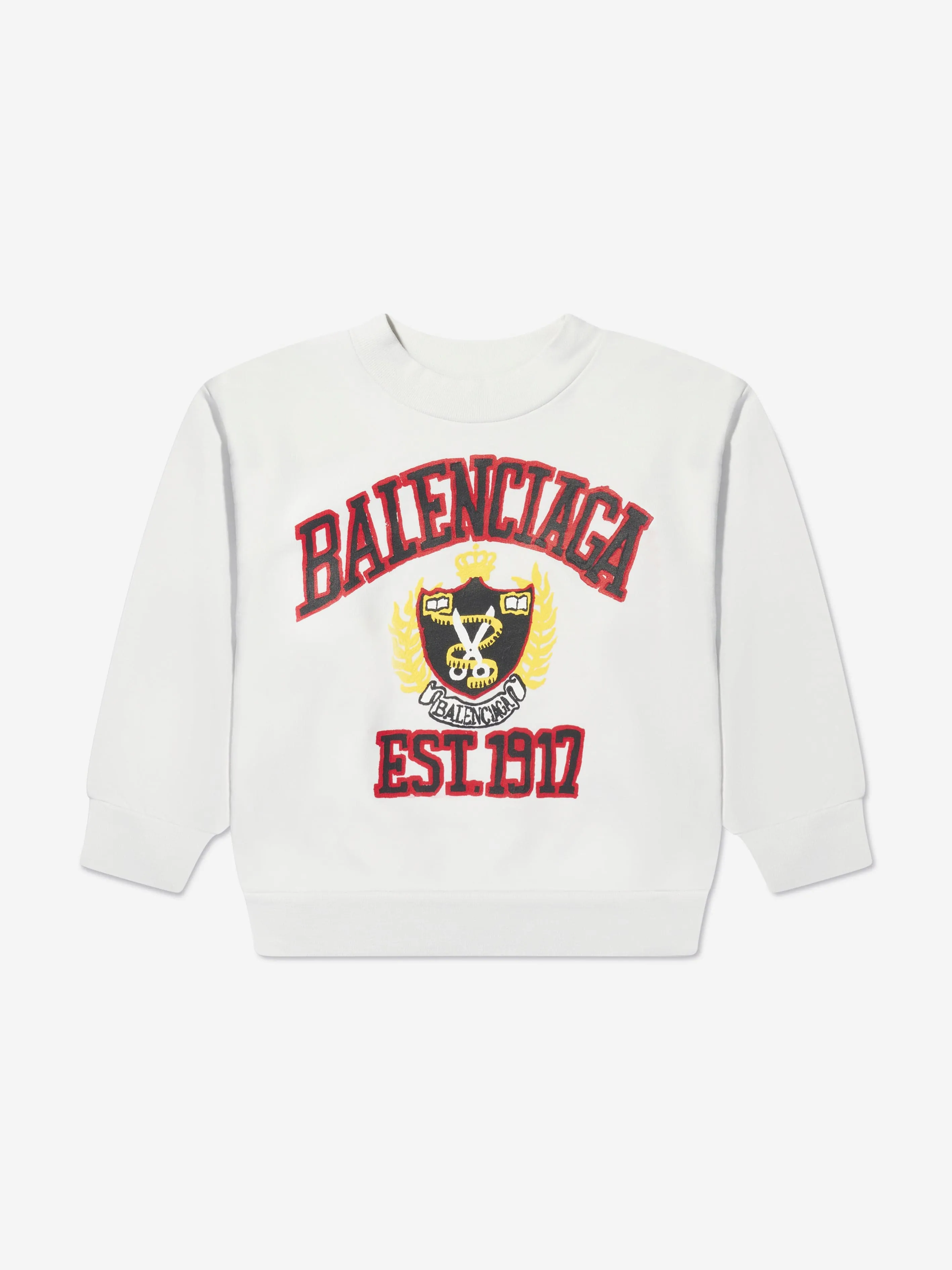 Balenciaga Kids Varsity Logo Sweatshirt in White