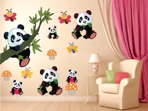 Best Stuff - Beautiful Blossom Panda Set Wall Sticker for Kids Room Home Decor (136 cm x 130 cm)- Code BD 09