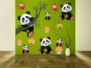 Best Stuff - Beautiful Blossom Panda Set Wall Sticker for Kids Room Home Decor (136 cm x 130 cm)- Code BD 19