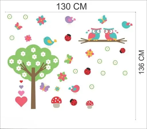 Best Stuff - Beautiful Blossom Tree with Birds Wall Sticker for Kids Room Home Decor (136 cm x 130 cm)- Code BC 08