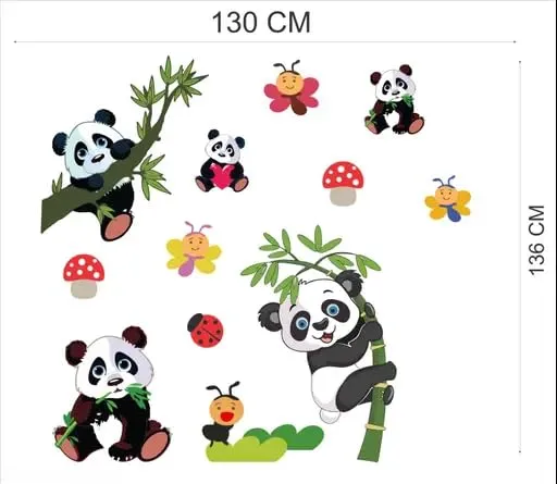 Best Stuff Beautiful Panda Set Wall Sticker for Kids Room- Code BB 19