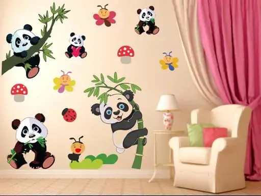 Best Stuff Beautiful Panda Set Wall Sticker for Kids Room- Code BB 19