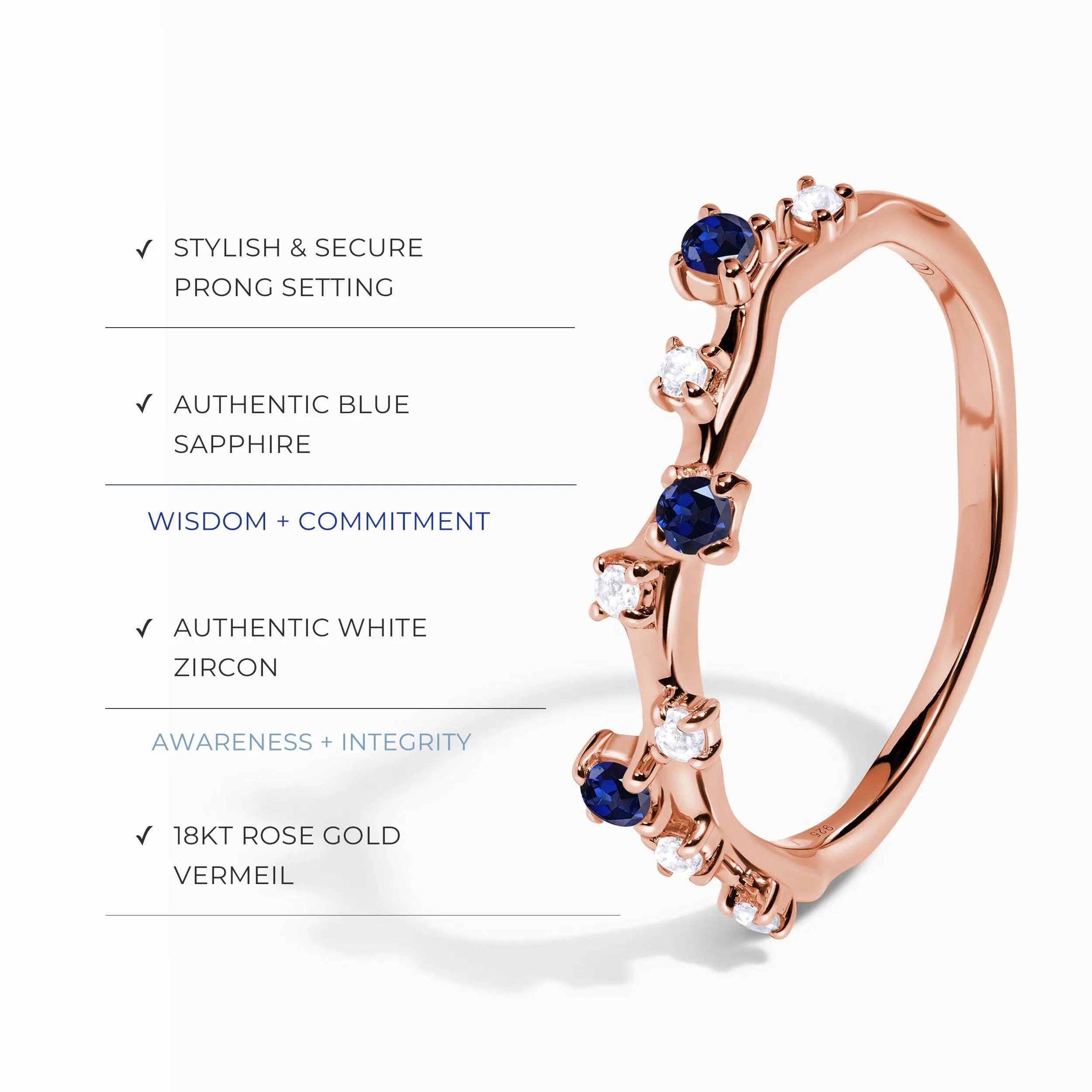 Blue Sapphire Ring - Stardust Band