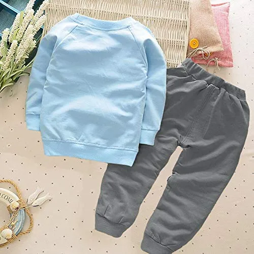 Bold N Elegant - Be Bold Inside & Elegant Outside Kid's Cotton T-Shirt Pant Set (BNEKD10007_3 Years-4 Years_Sky Blue, Grey)