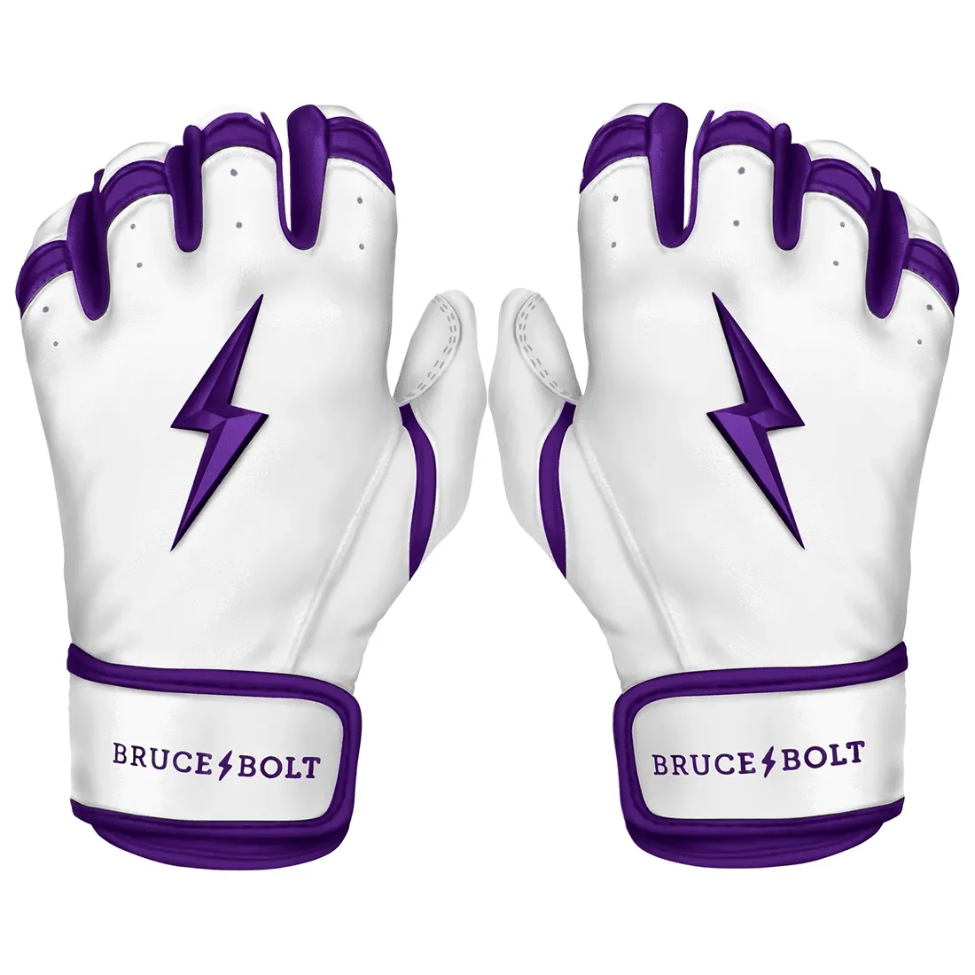 Bruce Bolt Premium Pro Chrome Series Short Cuff Batting Gloves: Purple