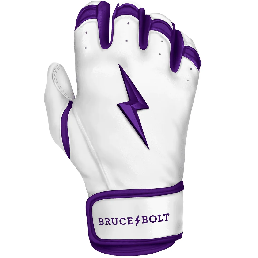 Bruce Bolt Premium Pro Chrome Series Short Cuff Batting Gloves: Purple