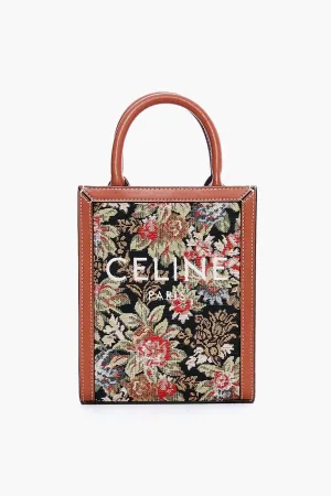 Celine Small Vertical Cabas Tote in Printed Canvas and Calfskin