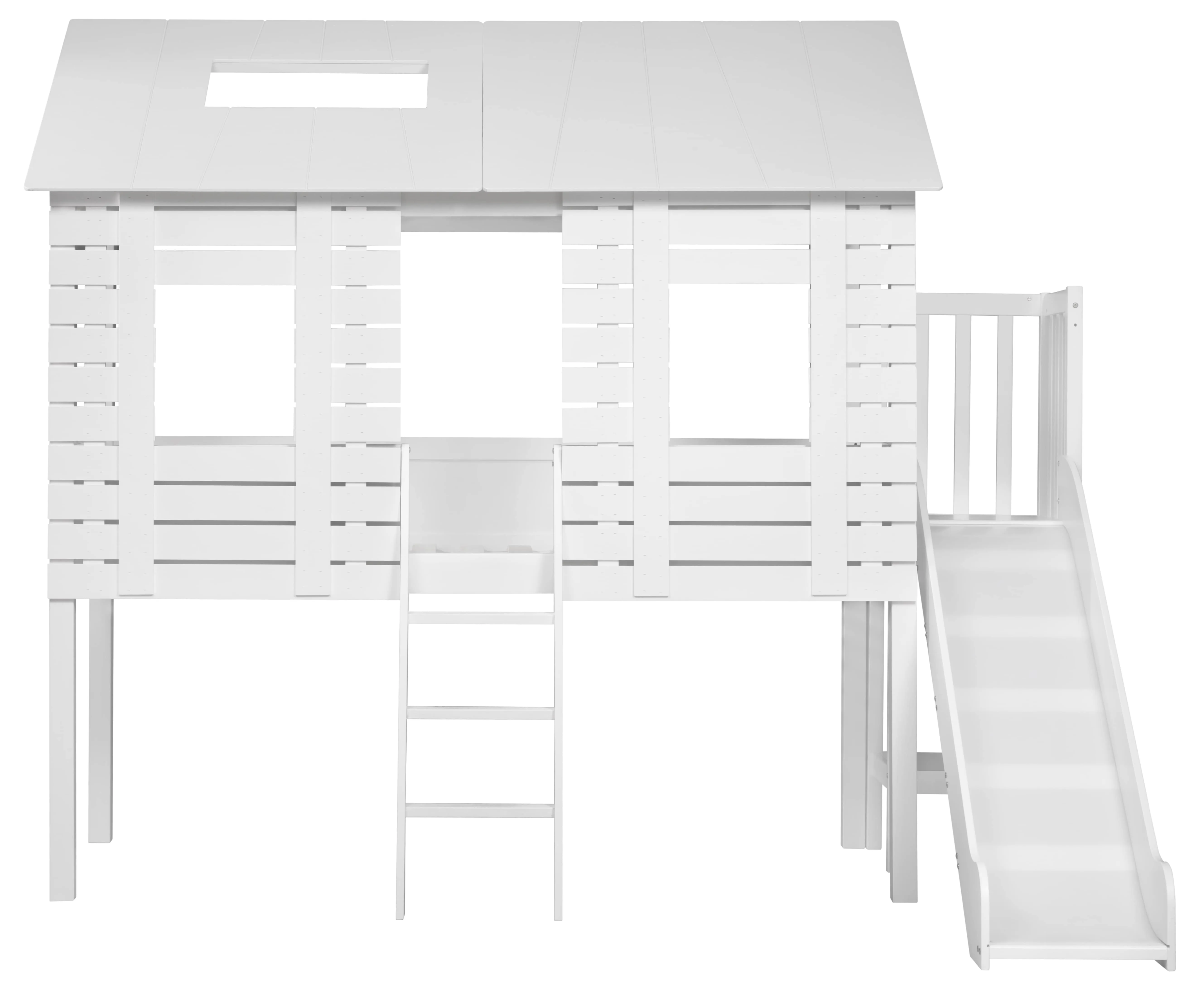 Christopher Treehouse Midsleeper Bed with Slide in Classic White