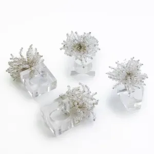 Clear Acrylic Beaded Napkin Ring | Set of 4