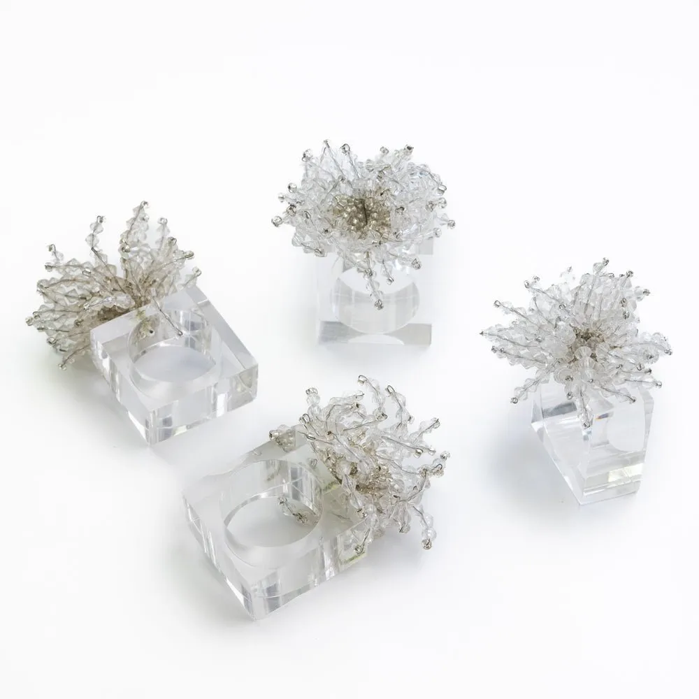 Clear Acrylic Beaded Napkin Ring | Set of 4