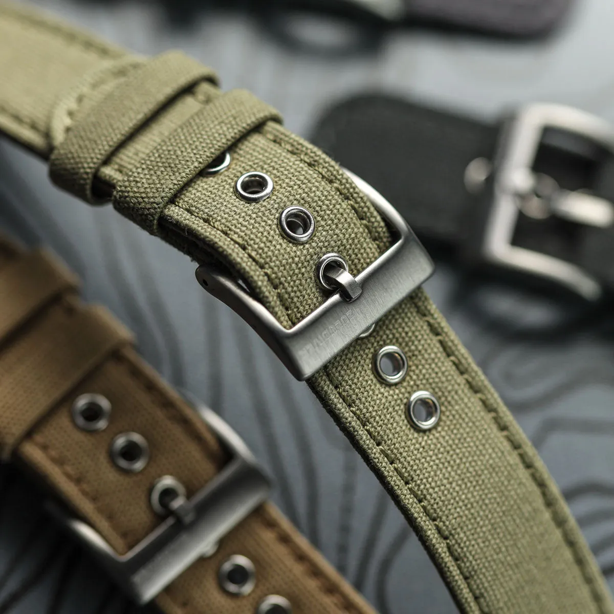 Croyde Canvas Watch Strap - Army Green