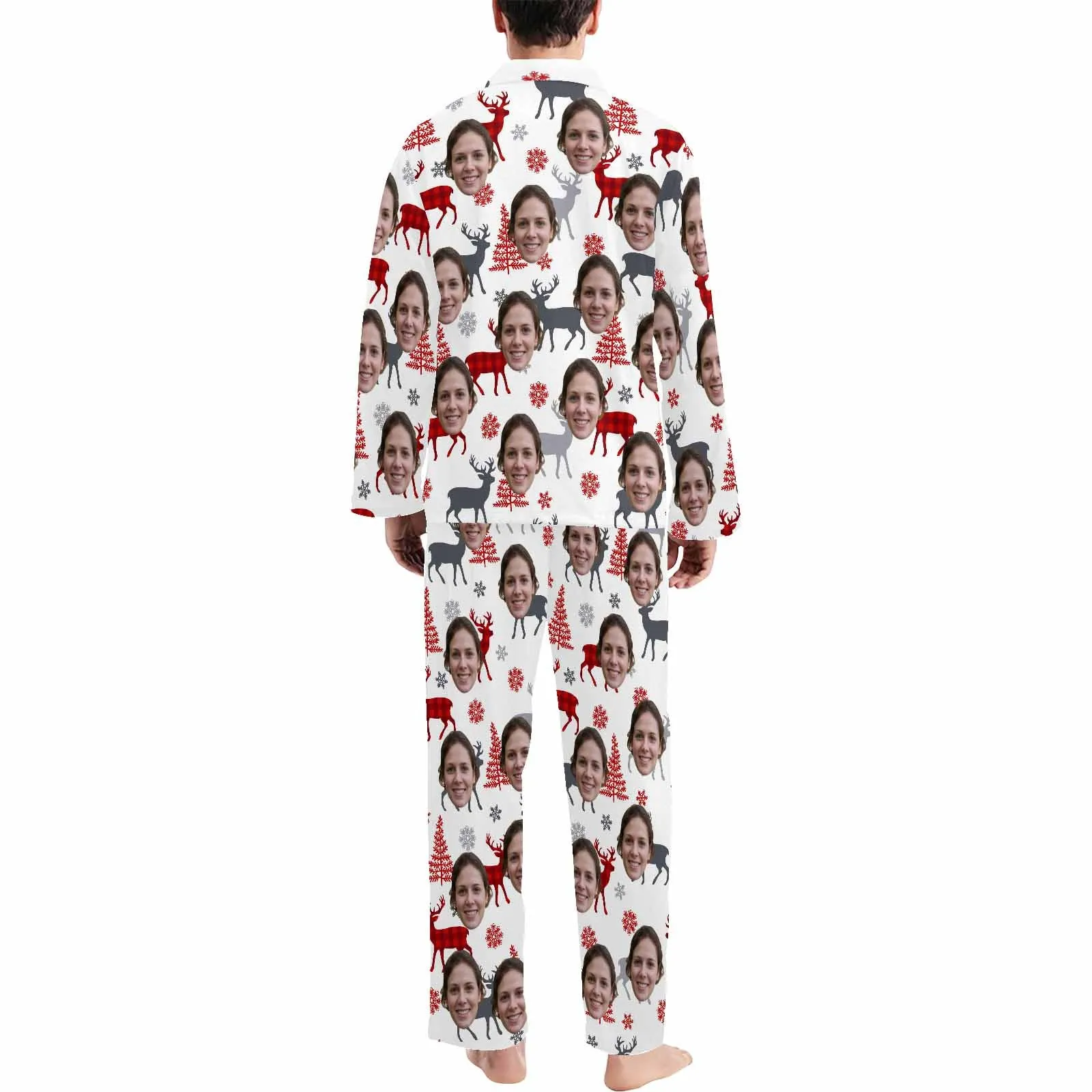 Custom Face Pajamas Elk&Fir Sleepwear Personalized Men's Long Pajama Set