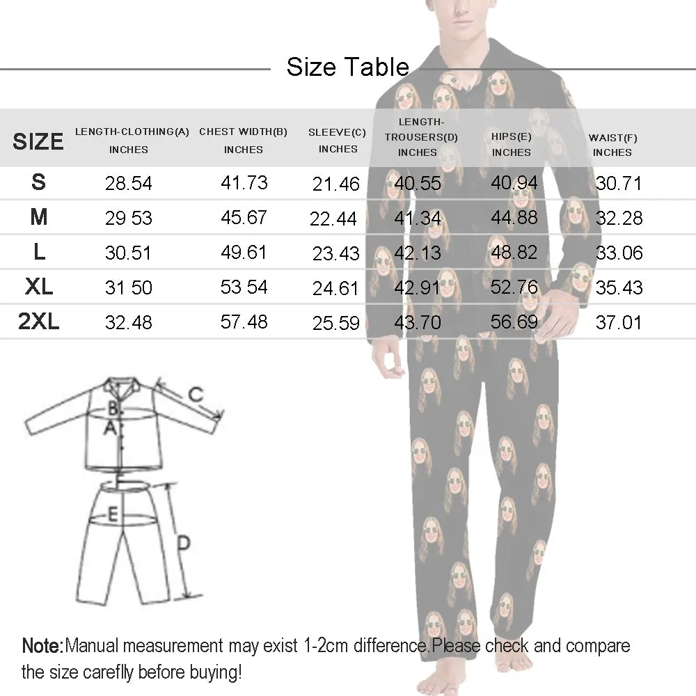 Custom Face Pajamas Elk&Fir Sleepwear Personalized Men's Long Pajama Set