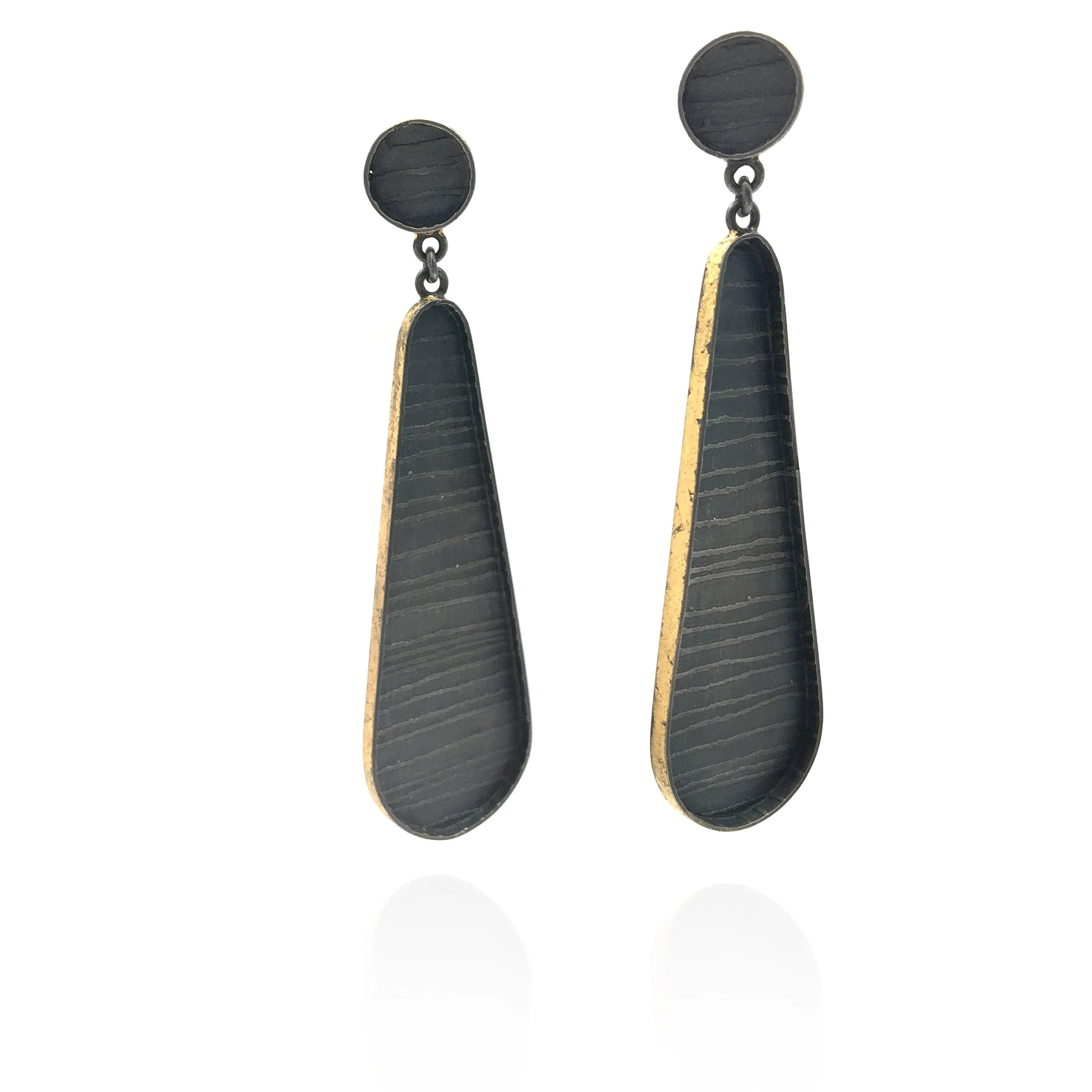 Deep Black/Gold Teardrop Earrings