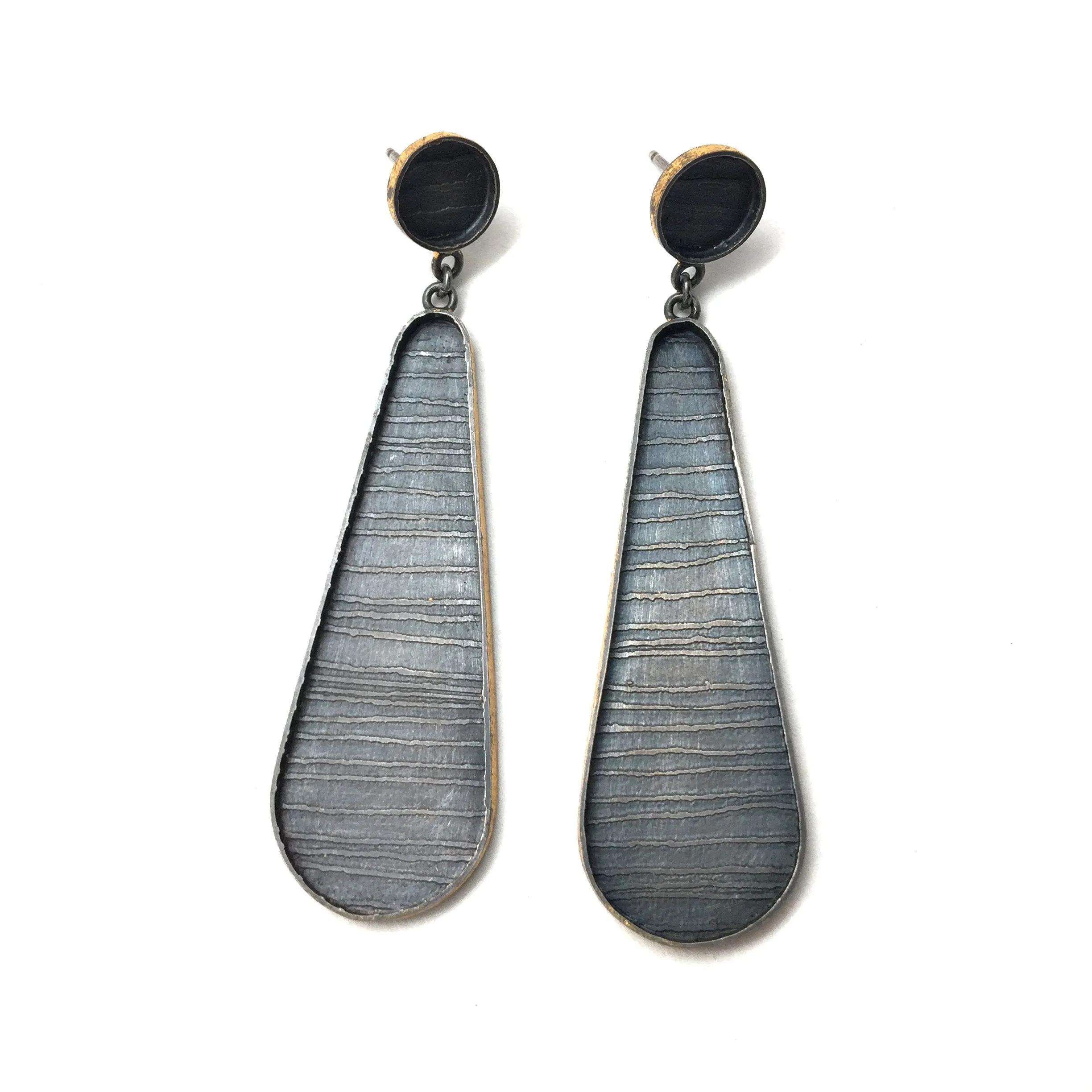 Deep Black/Gold Teardrop Earrings