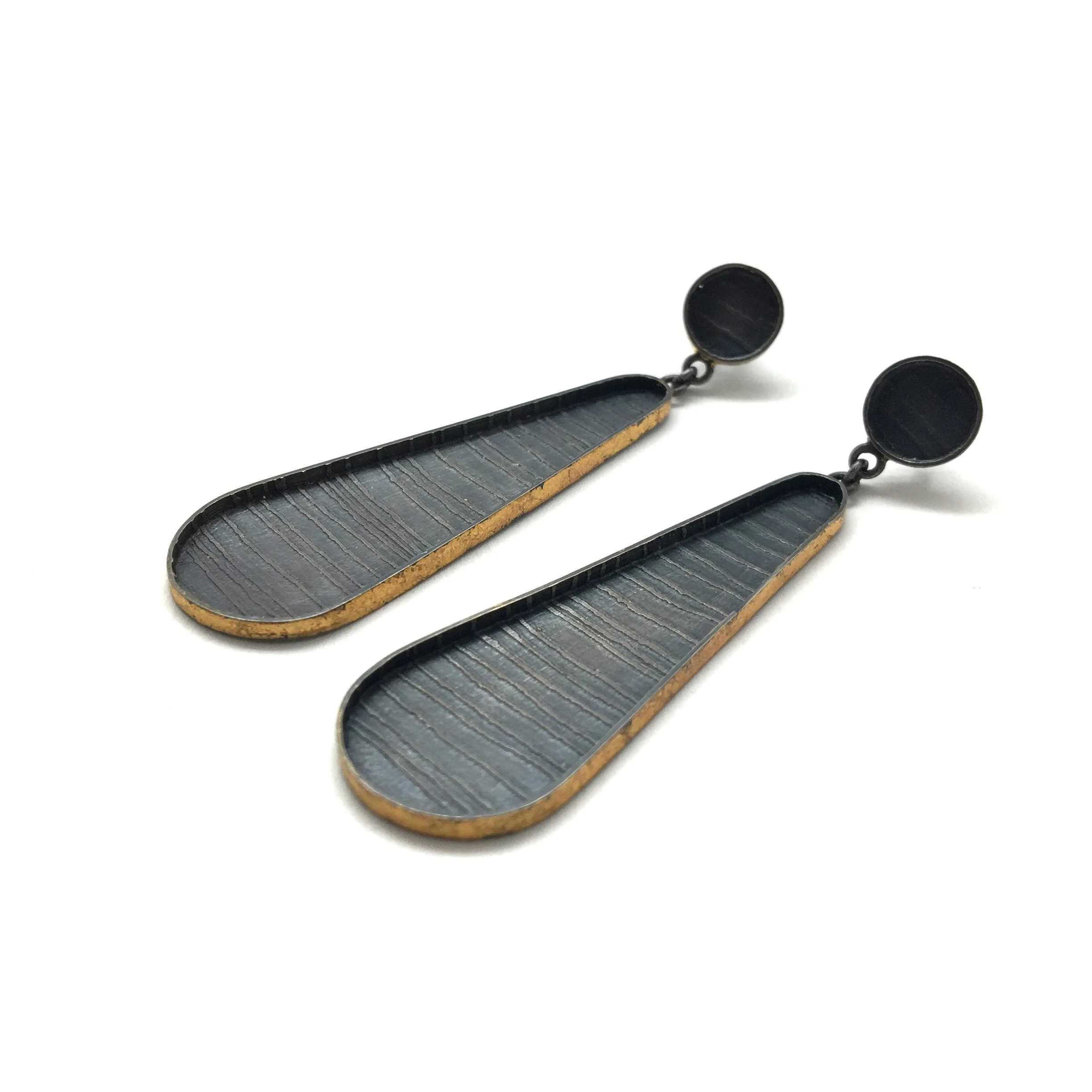 Deep Black/Gold Teardrop Earrings