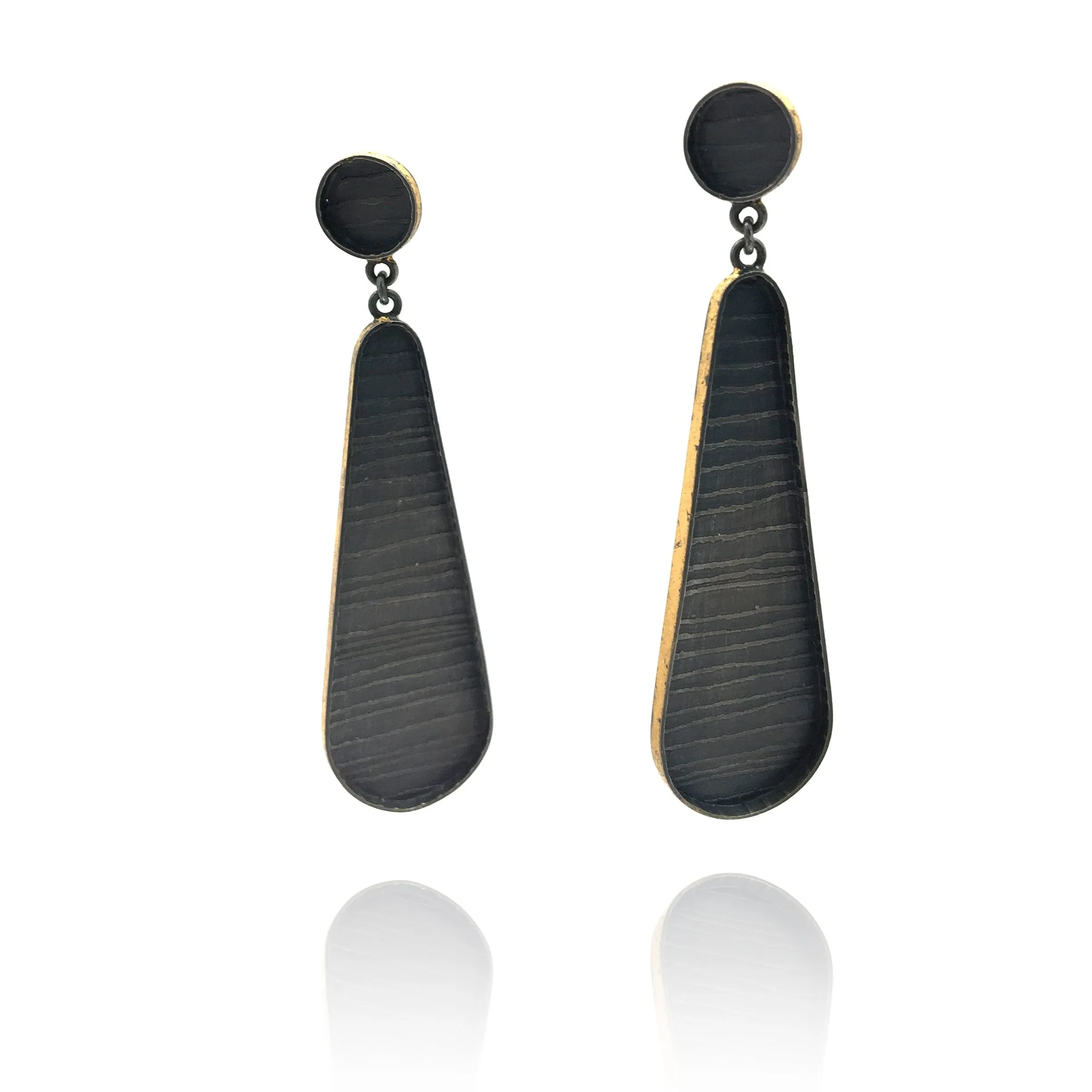 Deep Black/Gold Teardrop Earrings