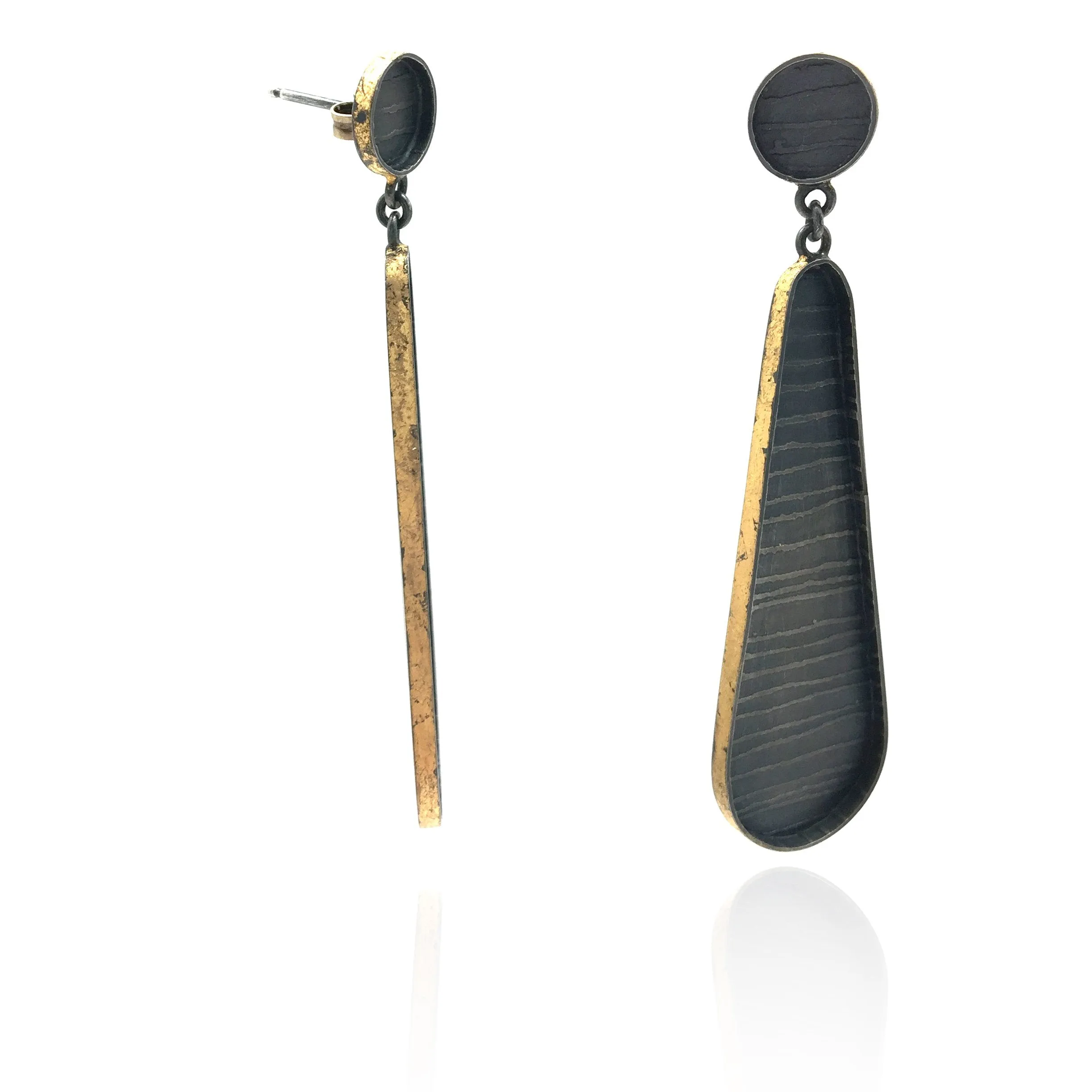 Deep Black/Gold Teardrop Earrings