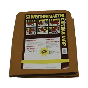 DIZE Weathermaster CA1624D Tarpaulin, 24 ft L, 16 ft W, Canvas, Tan