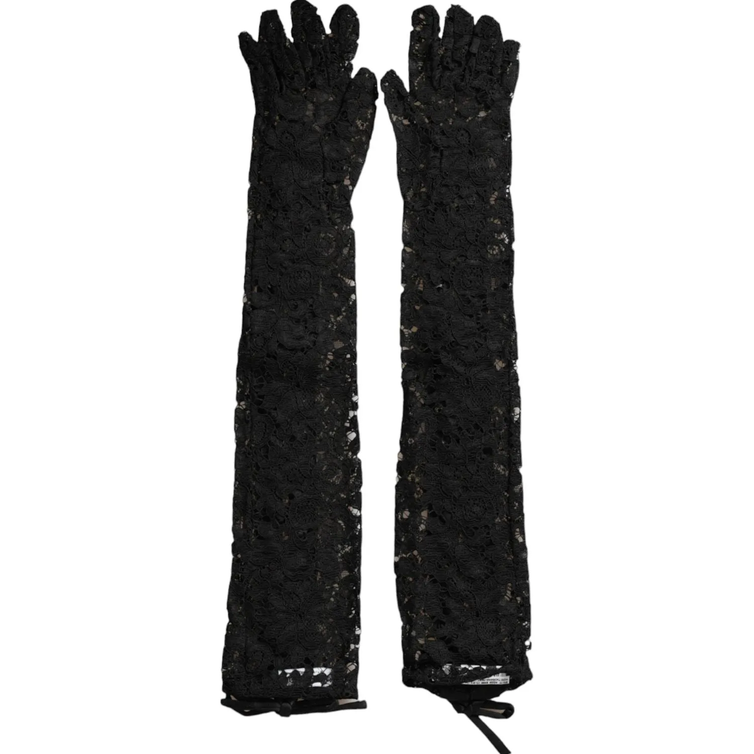 Dolce & Gabbana Black Taormina Lace Elbow Length Gloves