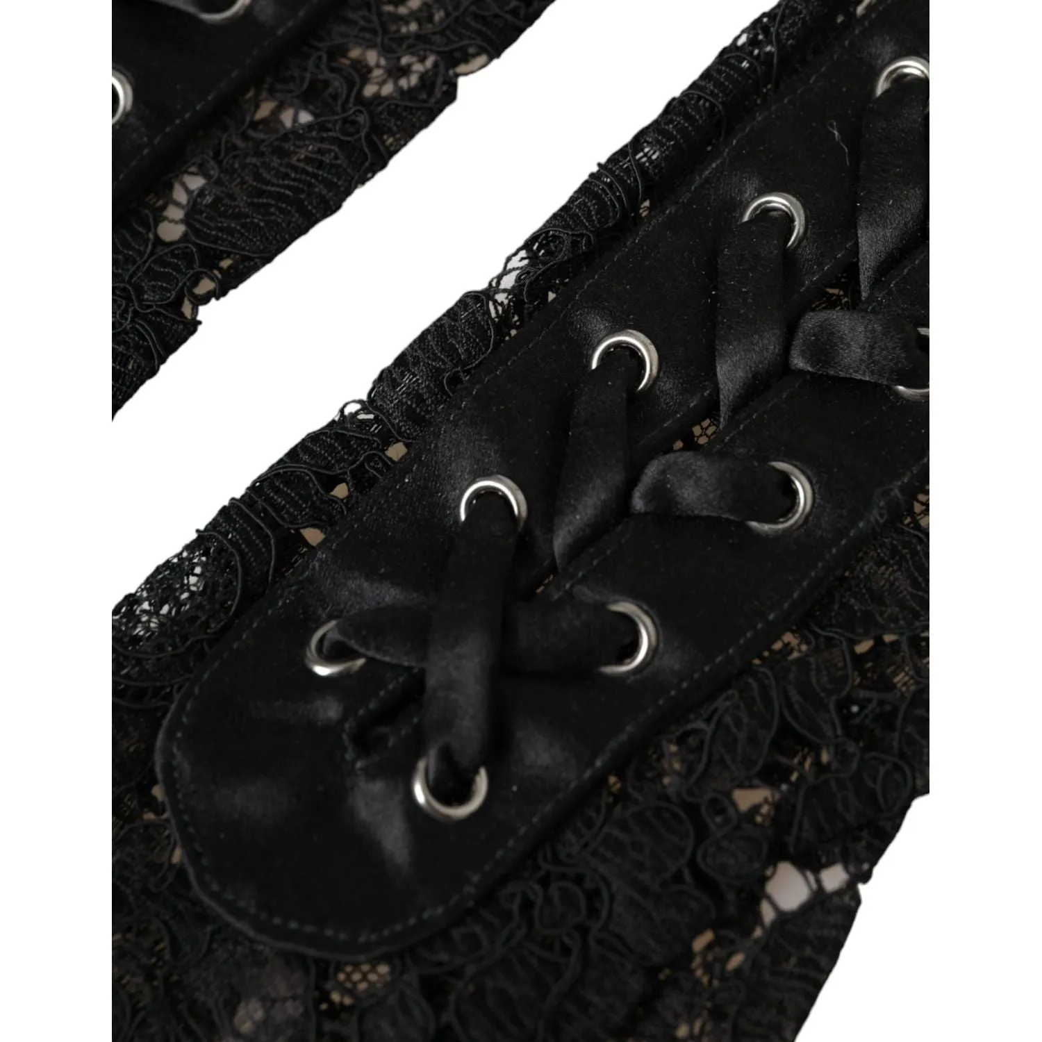 Dolce & Gabbana Black Taormina Lace Elbow Length Gloves