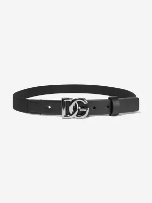 Dolce & Gabbana Boys Leather Logo Belt in Black