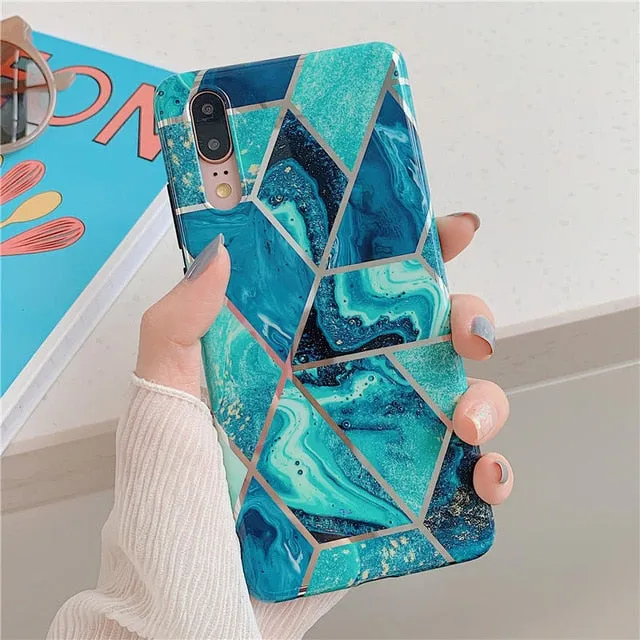 FLYKYLIN Marble Flower Case For Samsung Galaxy A40 A50 A70 A51 Back Cover Art Leaf Soft Silicone Phone Cases Cartoon Coque Shell