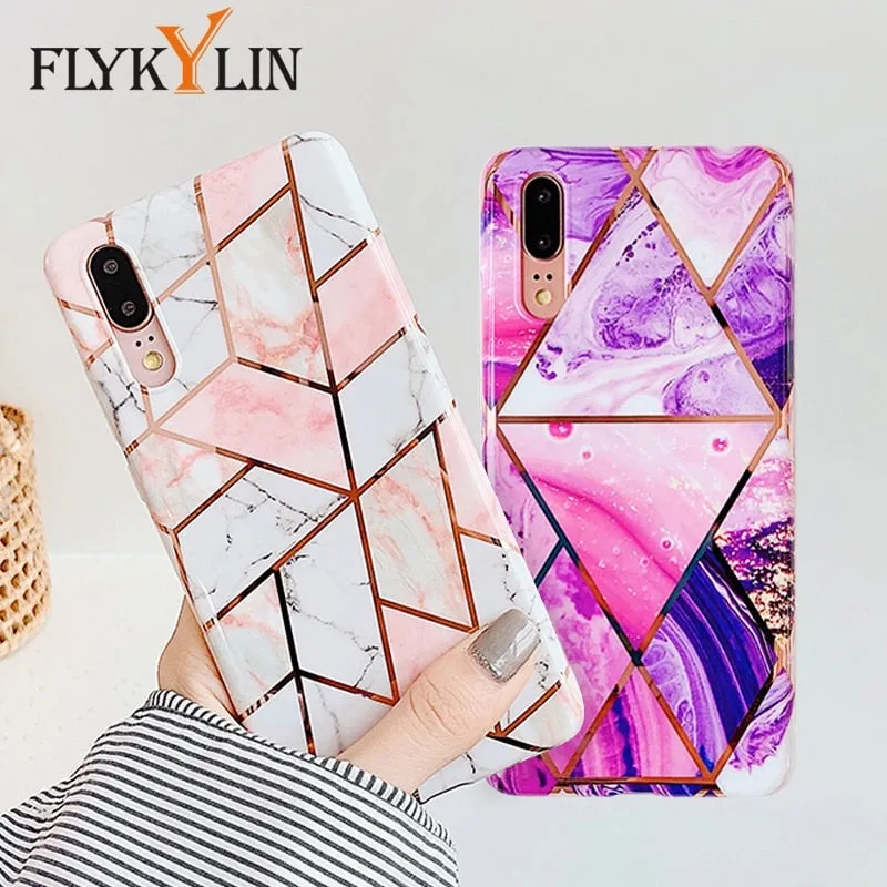 FLYKYLIN Marble Flower Case For Samsung Galaxy A40 A50 A70 A51 Back Cover Art Leaf Soft Silicone Phone Cases Cartoon Coque Shell