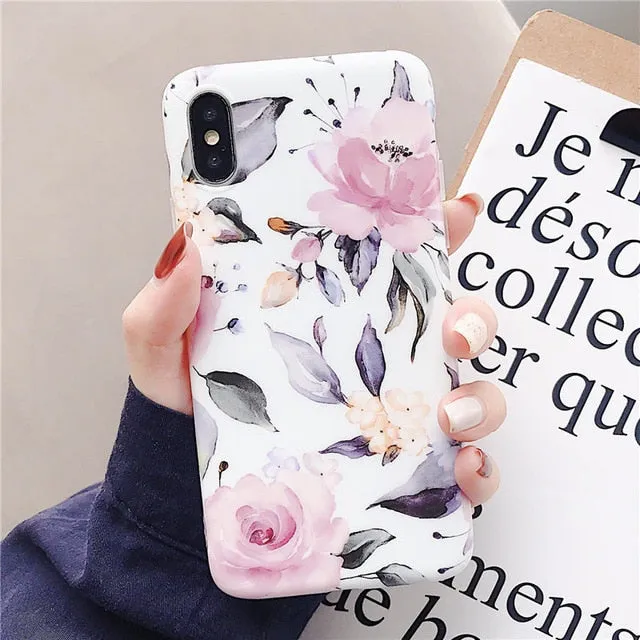 FLYKYLIN Marble Flower Case For Samsung Galaxy A40 A50 A70 A51 Back Cover Art Leaf Soft Silicone Phone Cases Cartoon Coque Shell