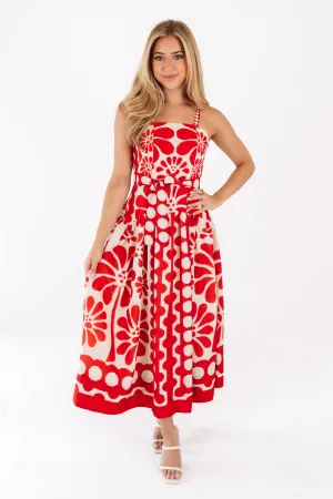 Focus On Me Midi Dress - Red