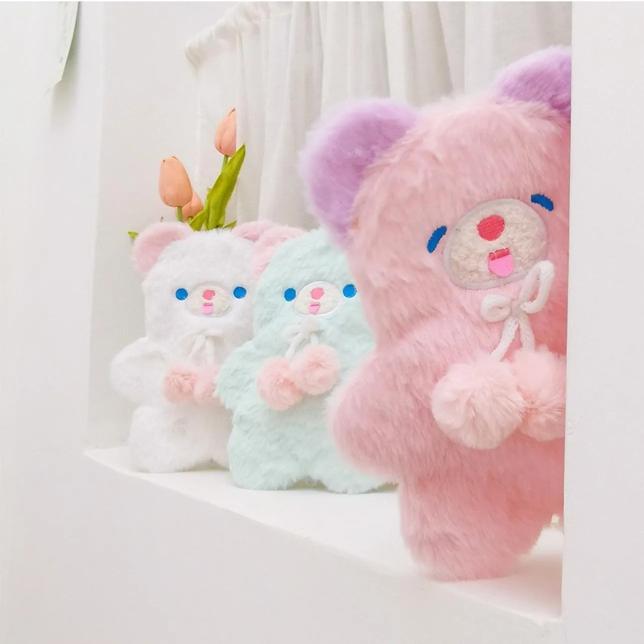 Fuzzy Pastel Bear Stationary Bag