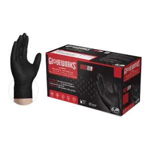 Gloveworks RDT Black Nitrile PF Ind XX-Large Gloves