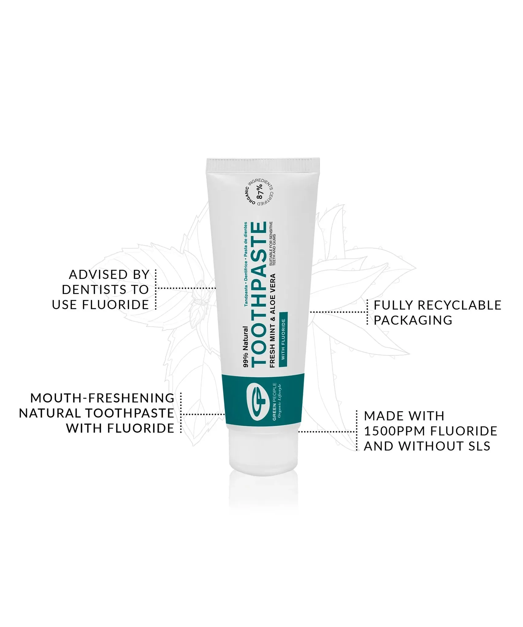 Green People Fresh Mint & Aloe Vera Toothpaste with Fluoride