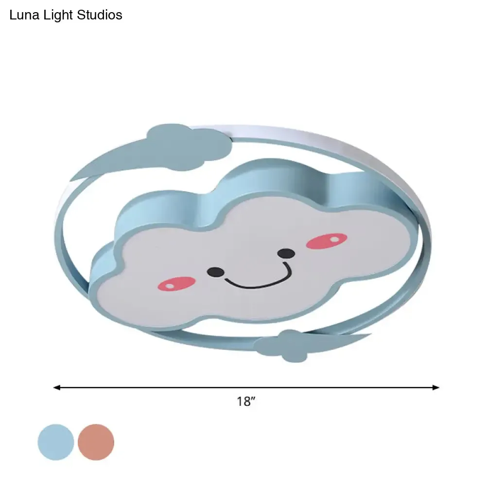 Iron Rainbow/Cloud Flush Mount LED Ceiling Light - Cartoon Pink/Blue Fixture for Kids' Bedroom