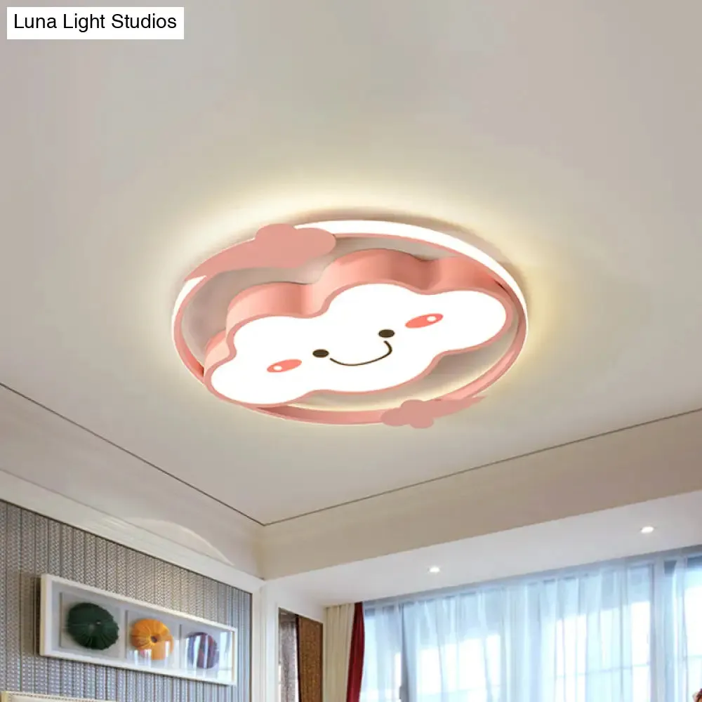 Iron Rainbow/Cloud Flush Mount LED Ceiling Light - Cartoon Pink/Blue Fixture for Kids' Bedroom